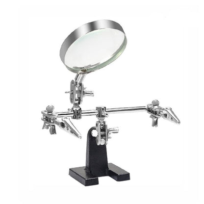 Helping Hands Magnifier Glass Stand with Alligator Clips - 5X Magnifying Lens, Perfect for Circuit Board Repair, Electronics Soldering, Hobby Crafts