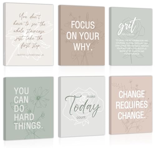 CHDITB Motivational Quotes Frame Canvas Wall Art, Inspirational Wall Decor, Set Of 6 Positive Affirmation Posters For Women, Uplifting Artwork Encourage Art Prints For Home Office Living Room-8”x10” - color: Motivational, size: 8x10 inches