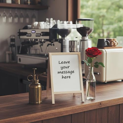 2 Pcs Chalkboard Easel, with 2 Erasers, 15.7x9.8 in Tabletop Stand Chalkboards, Double-Sided (1 Black+1 White) A Frame Chalkboard Sign, Tabletop Menu Wooden Board, for Kitchen, Restaurant, Home Dec - color: Black+white