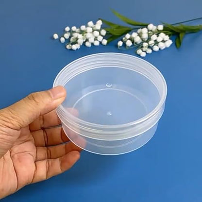 6 Pcs 7.44 oz Clear Plastic Round Storage Jars (3.86 x H1.61 inch) with Lid for Small Items, Like Jewelry, Earrings, Necklace, Rings, Cosmetics, Threads, Beads, Crafts, etc. - size: 220 ml (3.86" x 1.61")