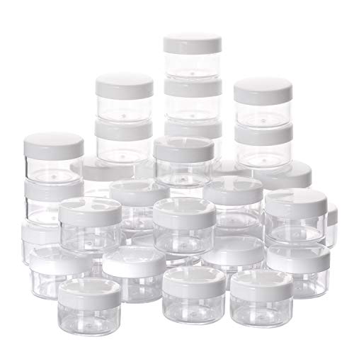 100 Count Empty Makeup Jars 15g Cosmetic Containers with Lids Leak Proof Sample Containers Refillable Plastic Containers - White - color: White, size: 15g (100 Count)