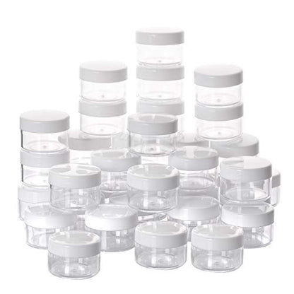 100 Count Empty Makeup Jars 15g Cosmetic Containers with Lids Leak Proof Sample Containers Refillable Plastic Containers - White - color: White, size: 15g (100 Count)