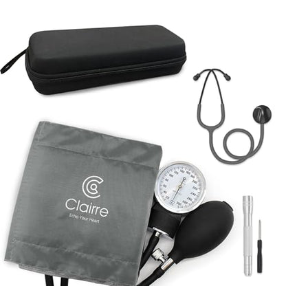 Single Head Stethoscope & Manual Blood Pressure Cuff Set for Nurses - color: Gray, style: With Premium Stethoscope Kit
