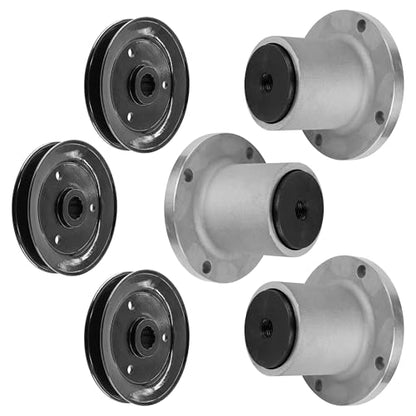 Caltric 54in Deck Spindle and Pulley Compatible with Hustler FasTrak SD / Z4 / Trimstar/FasTrak/Super Mini Z HT/Mini Z 783506 786889 Qty 3