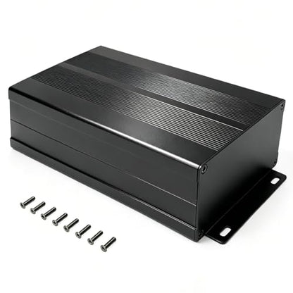 55 x 106 x 200mm / 2.2 x 4.2 x 7.9in Split Aluminum Enclosure Project Box, Enclosure Electronic DIY Circuit Board Project Aluminum Box Cooling Cases for Electronics ((Sand Black with Bent Plate))