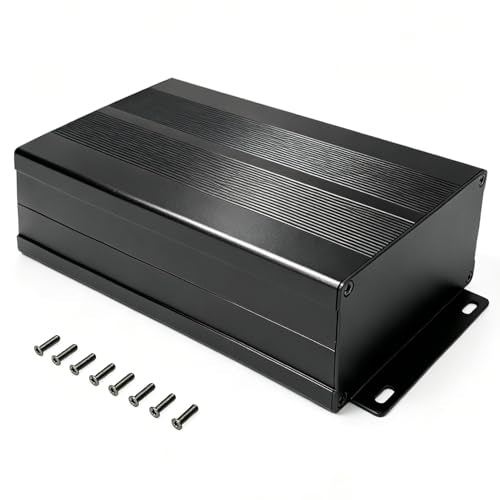 55 x 106 x 200mm / 2.2 x 4.2 x 7.9in Split Aluminum Enclosure Project Box, Enclosure Electronic DIY Circuit Board Project Aluminum Box Cooling Cases for Electronics ((Sand Black with Bent Plate))
