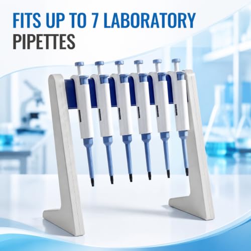 Laboratory Pipette Stand 6 Place Pipettor Rack, Stable L Shaped - style: L Shaped, Hold 6 Pipettors