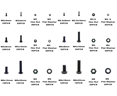 Metric M2-M6 Black Nylon Phillips Pan Head Screws, Nuts & Washers Kit - color: Black-M2M2.5M3M4M5M6