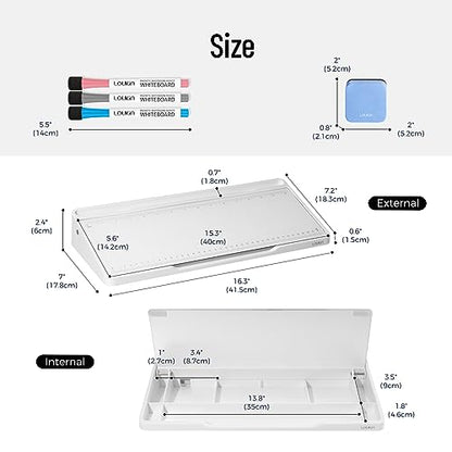 loukin Glass Desktop Whiteboard, 15.3" x 5.6" Dry Erase Desk Board, White - color: White