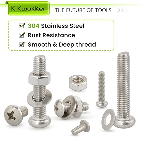 1315Pcs M2 M3 M4 M5 Phillips Pan Head Bolts and Nuts Kit, 24 Size - size: B. M2 M3 M4 M5
