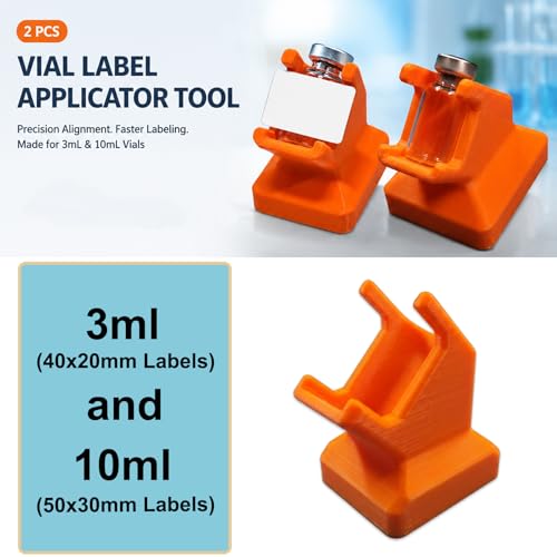 2 Pcs Vial Label Applicator Tool for 3mL (40x20mm Labels) and 10mL(50x30mm Labels) Precision Alignment Guide for Fast Batch Labeling, Ergonomic Tilted Desktop Design for DIY & Lab