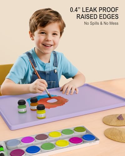 Silicone Art Mat for Crafts, 16" x 24" Waterproof Non-Slip Painting Mat - color: Purple, size: 16" x 24"