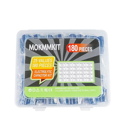 25 Values Aluminum Electrolytic Capacitor Kit 1000uF-10000uF - style: 1000uF-10000uF 180pcs