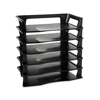Rubbermaid Regeneration Letter Tray, Six Tier, Plastic, Black (86028),A4-Size documents and folders (Pack of 6) - size: A4-size documents and folders (Pack of 6)