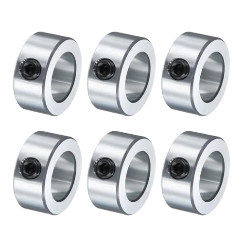 uxcell 6pcs Set Screw Collars 3/4" Bore, Zinc Plated Carbon Steel Shaft Collars, 1-1/4" OD, 9/16" Width Lock Axle Collar Clamp (Hollow Style, Lightweight) - size: 3/4" Borex1-1/4" ODx9/16" Width