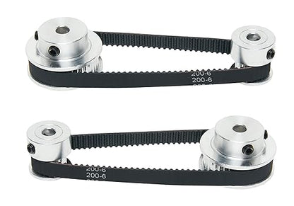 2PCS Set 2GT Aluminum Timing Pulley 20&40 Teeth 6.35mm Bore Synchronous Wheel with 2PCS Length 200mm Width 6mm Belt (20-40T-6.35B-6) - size: 6.35MM Bore, style: 20-40T-6.35B-6MM