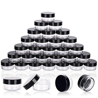 5 Gram Sample Containers 50 Count Small Travel Containers with Lids - color: Black