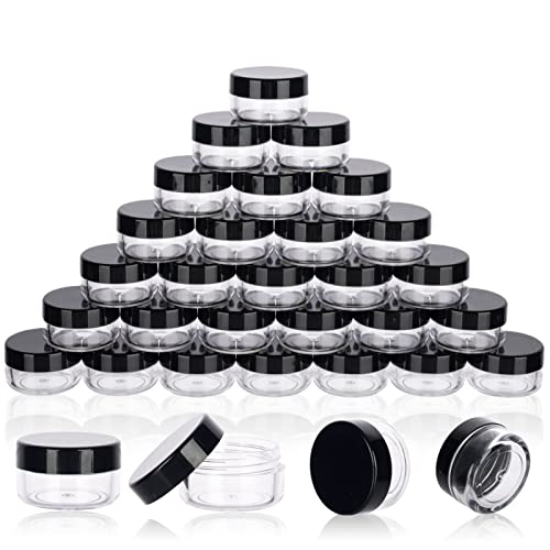 5 Gram Sample Containers 50 Count Small Travel Containers with Lids - color: Black