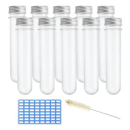 PATIKIL 100ml Test Tubes Set, 16pcs Plastic Clear Round Bottom Test Tube - size: 100ml