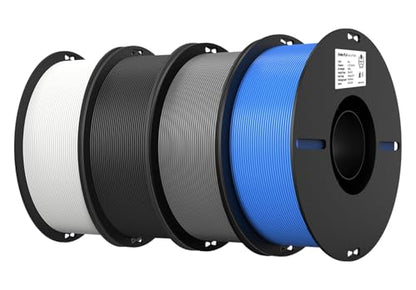Creality PLA Filament 1.75mm Multi‑Color, 4‑Pack, 4KG Total - color: Black+white+grey+blue, size: 4kg