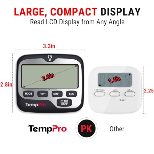 TempPro TM01(2 Pack) 2-in-1 Kitchen Timers for Cooking with Clock Mode - size: Digital Timer 2 Pack