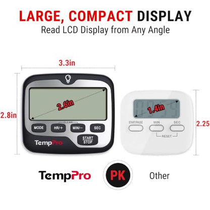 TempPro TM01(2 Pack) 2-in-1 Kitchen Timers for Cooking with Clock Mode - size: Digital Timer 2 Pack