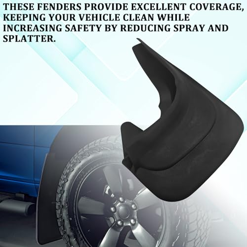 Mud Flaps Splash Guard, Front and Rear Tire Protector No Drilling Large Mud Guards Fenders Universal for Cars Trucks SUVs All Weather Wheel Mudgflaps Automotive Exterior Accessories (Set of 2)