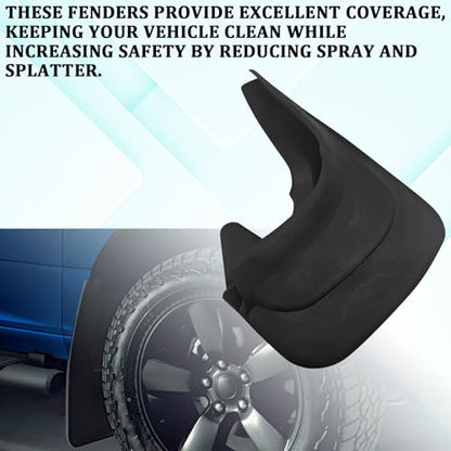 Mud Flaps Splash Guard, Front and Rear Tire Protector No Drilling Large Mud Guards Fenders Universal for Cars Trucks SUVs All Weather Wheel Mudgflaps Automotive Exterior Accessories (Set of 2)