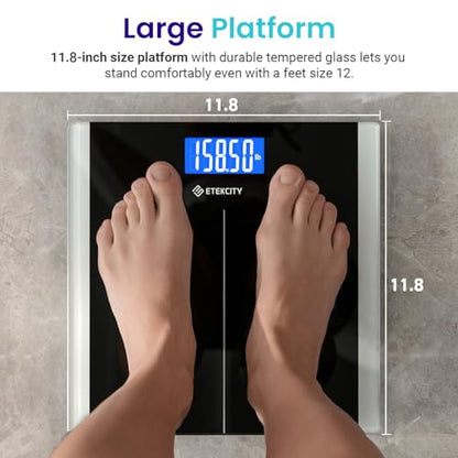 Etekcity Bathroom Scale for Body Weight, Digital, Highly Accurate, 400 lbs - color: Black, size: 11.8 x 11.8 inches