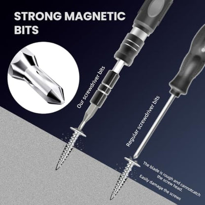 48-IN-1 Mini Precision Magnetic Tip Screwdriver Sets, Ergonomic Anti-Slip, S2 Steel Small Repair Cleaning Tool Kit for iPhone, Watch, Macbook, Computer, Laptop, PS4 PS5, Xbox, Switch, Glasses