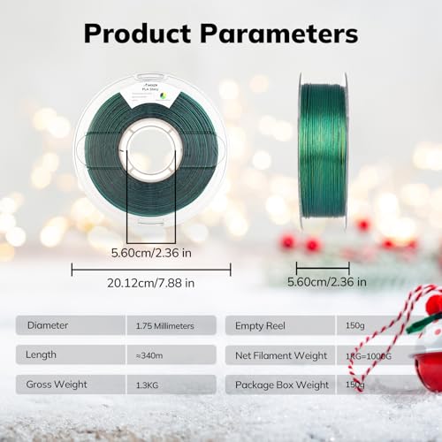 AMOLEN Glitter PLA Filament 1.75mm 3D Printer Filament Shiny Triple Color Black Yellow Green Dimensional Accuracy +/- 0.02mm 1KG/2.2lbs with Sparkles Compatiable with Most 3D Printers - color: Shiny Black Yellow Green