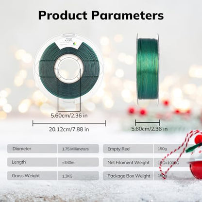AMOLEN Glitter PLA Filament 1.75mm 3D Printer Filament Shiny Triple Color Black Yellow Green Dimensional Accuracy +/- 0.02mm 1KG/2.2lbs with Sparkles Compatiable with Most 3D Printers - color: Shiny Black Yellow Green