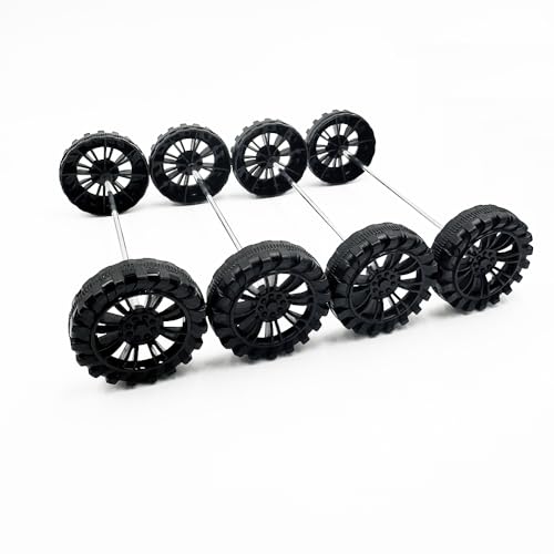 30PCS Toy Car Wheels 2mm Dia Shaft Plastic Wheels with 15PCS Shaft Round Rod Axles for RC Car Truck Robot DIY Model Toy Accessories Parts (Black) - color: Black
