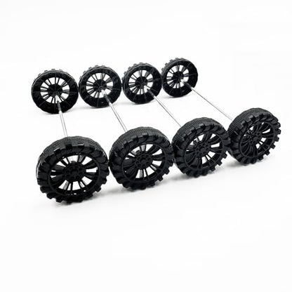 30PCS Toy Car Wheels 2mm Dia Shaft Plastic Wheels with 15PCS Shaft Round Rod Axles for RC Car Truck Robot DIY Model Toy Accessories Parts (Black) - color: Black