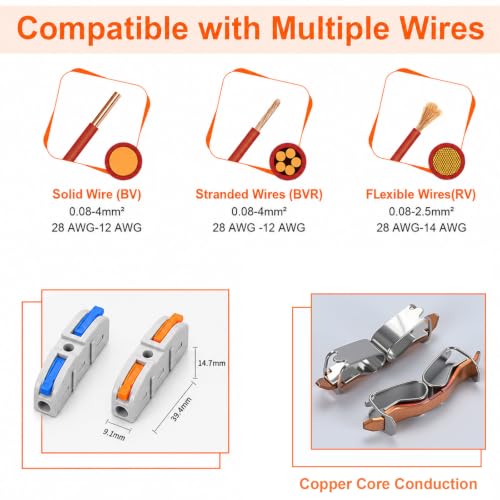 Wire Splicing Connectors, 40 Pack Quick Connect Lever Wire Connectors - color: CONN-1(Blue), size: 40PCS