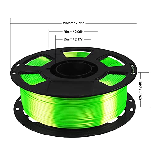 Shiny Silk Bright Lime Green PLA 3D Printing Material, 1kg 2.2lbs 1.75mm 3D Plastic Material, Widely Support for FDM 3D Printer, Easy to Print with Extra Sample by BBLIFE - color: Lime Green
