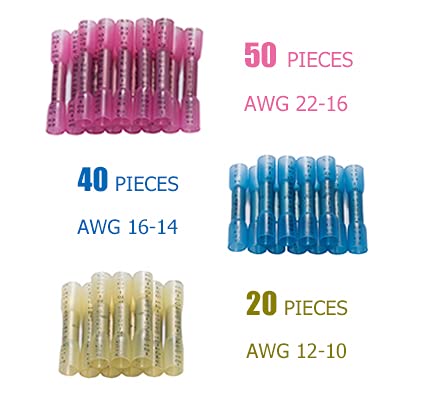 Heat Shrink Butt Connector Kit, 22-10 AWG, 110PCS - size: Butt 110PCS