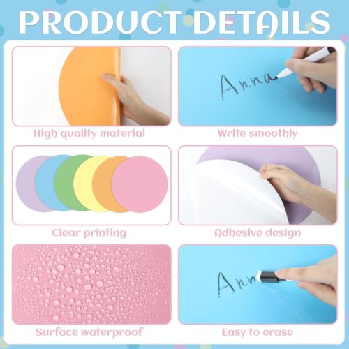 CHUNNIN 12Pcs Dry Erase Dots for Classroom Table 12 Inch Pastel Style - color: Rainbow Colorful