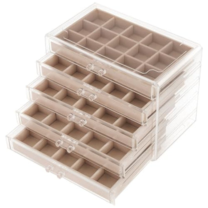 Jewelry Box Organizer,Clear Acrylic Storage Box Organizer with 5 Drawers - size: 5 layer