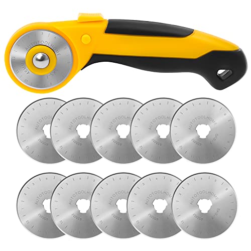 45mm Rotary Cutter for Fabric, w/ 10 Replacement Rotary Blades - color: color02