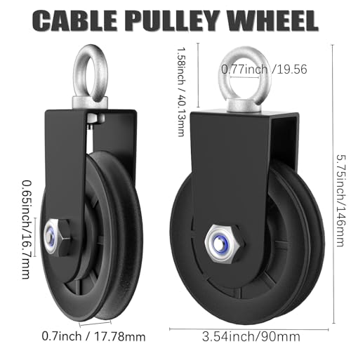 GardenNow Silent Gym Cable Pulley Wheel for Home DIY Gym Pulley System, Upgraded Heavy-Duty Bracket, 3.54 in/90 mm Gym Pulley for Maximum 660LBS Load, Compatible with LAT Pulldown& Cable Exercises - color: black, size: 8
