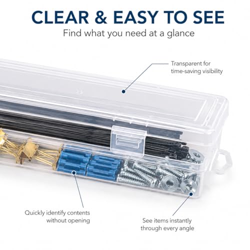 Clear Plastic Tool Box Bead Organizer and Storage Case Transparent Small Tool Storage Box for Craft Supplies Jewelry Small Parts Wall Mount Hanging Container 13.97 X 3.54 X 1.49 in