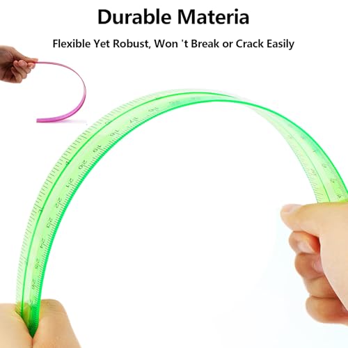 16 Pack Clear Plastic Ruler 12 Inch Transparent Rulers in Bulk,Assorted Colors Ruler with Inches and Centimeters,for Kids Ideal Back to School, Classroom, Office, Home Supplies