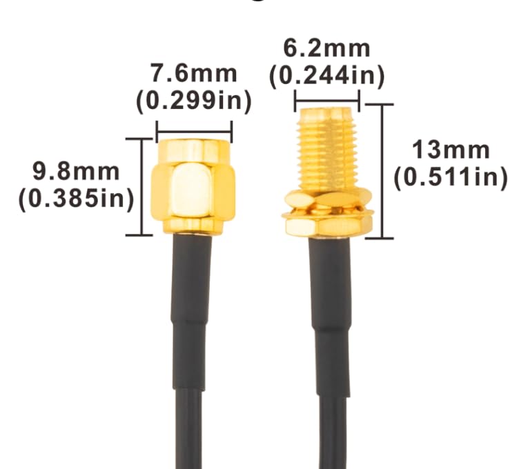 BOOBEIR SMA Male to SMA Female Cable 98FT LMR200 Equivalent, 50 Ohm Low-Loss Coaxial Extension Cable for 5G/6G LTE, WiFi 6E, GPS, Ham Radio, ADS-B, RF Antenna Router Modem (Not for TV) - size: 98ft