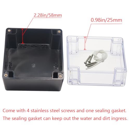 Project Box IP65 Waterproof Junction Box ABS Plastic Black Electrical Boxes DIY Electronic Project Case Power Enclosure Clear Cover 4.72"x4.72"x3.54" - color: Clear, size: 4.72"x4.72"x3.54"