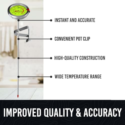 CRAFT911 Candy Thermometer with Pot Clip - Deep Fry Oil Thermometer for Frying and Candle Making (Lemon) - color: Lemon 1 Pack