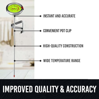 CRAFT911 Candy Thermometer with Pot Clip - Deep Fry Oil Thermometer for Frying and Candle Making (Lemon) - color: Lemon 1 Pack