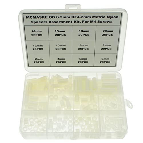 240PCS OD 6.3mm ID 4.2mm Nylon Round Unthreaded Spacers Standoffs Assortment Kit, Wall Plate spacers for m4 Screws,Clearance Spacers(White) - size: OD 6.3mm ID4.2mm