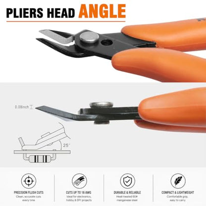 KATA Mini Flush Cutters, 5-Inch Micro Wire Cutters for Jewelry & Model Kits - color: 1 Pack 5" Orange