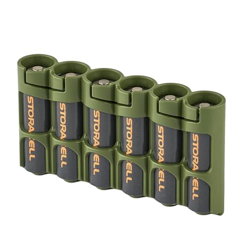 Storacell Slimline AA-6 Battery Storage Caddy and Dispenser, Military Green, Holds 6 AA Batteries (Not Included), Durable & Compact Design, The Original Battery Caddy, Made in The USA - color: Military Green, size: Single Pack